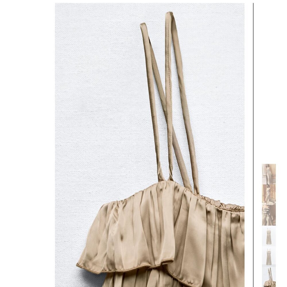 ZARA SATIN PLEATED JUMPSUIT WITH RUFFLES  Size M, L NWT - Picture 6 of 6